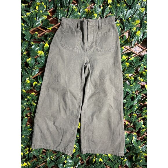 Anthropologie Point Sur Green Cropped Wide Leg Pants Size 26 - Picture 1 of 4